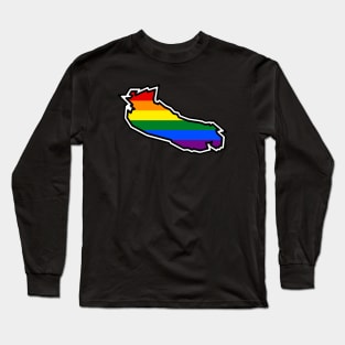 Gabriola Island Silhouette - Traditional Pride Flag Rainbow Colours - Gabriola Island Long Sleeve T-Shirt